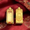 Caixa Gahu de Liga de Bronze Estilo Tibetano Caixa Vazia Pingente Quadrado 1*3 Cravejado com Strass Lado Único Lado Duplo Portátil Amuleto de Buda Estojo Thangka