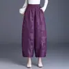 Garantía de Calidad Reductor de Edad Mamá Seda Pantalones de Pierna Ancha Mujer Otoño Nuevo Estilo Caída Suelta Casual Pantalones de Cintura Alta Cortos