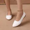 Comercio exterior transfronterizo Europa y Estados Unidos 2024 nuevos zapatos de mujer 2024 moda zapatos planos de punta poco profundos tipo frijol tacón de cuña zapatos para madre