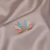 Brincos de Borboleta Doces e Frescos com Bloqueio de Cores em Gotejamento de Óleo, Brincos Vintage de Luxo Leve, Estilo de Nicho, Acessórios de Orelha Simples e Modernos para Mulheres