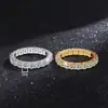 Anillo de Plata de Ley S925 con Moissanita para Mujer, Lleno de Diamantes, Anillo de Fila Elegante, Anillo para Mujer Chapado en Platino