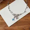 Collar Colgante de Lazo con Circonita Cúbica Estilo Coreano Lujo Ligero Gama Alta Exquisito Doble Capa Cadena para Clavícula Moda Versátil para Mujer