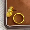 Joyería chapada en oro Nuevo estilo chino Patrón de moneda de cobre arenado Extremo cerrado Rodando en la Riqueza Diseño de nicho para mujer Banda lisa Anillo de dedo sólido