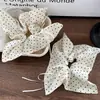 Popular scrunchie de lunares color crema con moño y pañuelo cuadrado, accesorio para el cabello elástico suave de alta gama, en stock