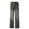 Calça Jeans Masculina Tendência Punk Desgastada Lavada Barra Crua Solta Reta Casual Perna Larga Calça Pai