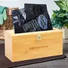 Caixa de armazenamento de filme plástico de bambu caixa organizadora de sacos de conservação de alimentos de madeira para pendurar caixa de armazenamento de sacos de lixo de cozinha