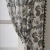 Novas Cortinas de Linho de Bambu com Estampa de Tulipa Floral Fresca Estilo Ins Coreano Prontas para Envio Transfronteiriço