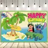 Estilo Hawaiano Stitch Stitch Dibujo Animado Fiesta de Revelación de Género Fondo de Foto de Cumpleaños Accesorios