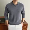 Estilo Old Money, suéter de lana cepillada con cuello con muesca, nueva colección otoño/invierno 2026 para hombre, que contiene seda, 16-gauge, 43-count, suéter de cachemira de 2 cabos