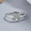 Anillo refrescante de trébol de cuatro hojas de plata de ley 925 para mujer, anillo abierto con diamantes, joyería de alta gama.