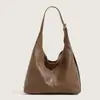 Bolsa de Hombro Tipo Tote Retro de Gran Capacidad Color Puro Estilo Coreano Bolsa para Mamá 2024 Informal Versátil Bolsa de Viaje Bolso de Hombro de Cuero PU