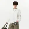 Moletom com Capuz Textura Americana Masculino Outono Solto Casual Manga Longa Camiseta Top Versátil Roupa de Outono Camada Interna Camada Base T