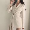 Blazer Texturizado Otoño Chic Retro Estilo Hong Kong Versión Coreana Ajustado con Lazo Chaqueta Blazer Elegante Traje de Moda para Mujer