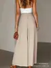 Calça Larga de Verão Nova Europeia e Americana para Mulheres com Cintura Elástica, Calça Saia Longa de Cintura Alta para Mulheres em Estoque