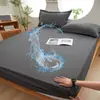 Sábana bajera impermeable de una sola capa de color sólido ajustada, sábana bajera de algodón lavable anti-manchas de una sola pieza, fabricante de sábana bajera ajustada de cobertura total amigable con la piel