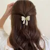 Grampo de Cabelo Elegante Estilo Coreano Laço de Pérola Acessórios de Cabelo Presilha Pegador Grampo de Cabelo Cabelo Médio Longo de Menina Fofa Adorno de Cabeça Refrescante