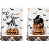 Toalha nova de Halloween transfronteiriça, design de caveira e fantasma, para decoração de cozinha e mesa de centro, absorvente e resistente a manchas, pano de prato de microfibra ultrafina
