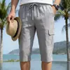 Nuevos Pantalones de Trabajo Casuales de Moda de Verano para Hombre, Delgados, Transpirables, de Algodón y Lino, Multibolsillos, Holgados
