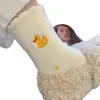 Calcetines deportivos gruesos, cálidos y antideslizantes para mujer, perfectos para otoño e invierno; Largo a media pantorrilla, con bonito bordado, adecuado tanto para interiores como para exteriores, y como accesorio elegante