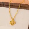 Colar de Trevo de Quatro Folhas da Sorte de Ouro Antigo de Alta Retenção de Cor, Moda Atmosfera Simples, Luxo Leve, High-End para Namorada