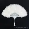 Abanico de Plumas Transfronterizo Novia Blanco Estilo Antiguo Abanico Plegable de Plumas Portátil Danza Boda Ventilador Dy