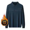 Camisetas de Veludo de Manga Longa para Homens de Meia-Idade e Idosos para Outono e Inverno Novas Roupas para Pais Camisas Polo Casuais Espessadas Quentes para Homens