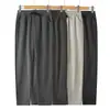 Estilo Novo Outono 2026 Calças de Cashmere para Mulheres de Meia-Idade e Idosas com Cintura Alta, Padrão Espinha de Peixe, Cordão, Versátil, Calças Casuais Compostas para Mulheres
