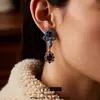 Pendientes Colgantes Vintage de Lágrima Tachonados con Diamantes Collar Cadena de Suéter Retro de Lujo Ligero Exquisito Juego de Joyería para Mujer