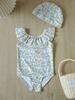 Estilo Verano Niñas Ins Traje de Baño para Vacaciones en la Playa Niños Traje de Baño Anti-Cloro Protección Solar Traje de Baño de Encaje Lindo de Princesa