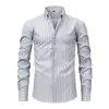 Camisa masculina de manga longa com listras verticais, estampa digital, elasticidade em quatro direções, respirável e moderna, nova para primavera e outono, europeia e americana, transfronteiriça