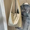 Bolso de Lona Casual de Gran Capacidad para Mujer 2026 Nuevo de Moda Bolso de Hombro Único Bolso Tote de Color Sólido para Estudiante Universitario