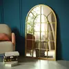 Espelho decorativo de janela falsa, decoração de parede simulada para sala de jantar/sala de estar, pendente decorativo criativo, parede de fundo, pendente de parede de ferro forjado.