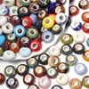Cuentas de ábaco de cerámica vidriada en color con agujero grande, cuentas de rueda de cerámica de alta temperatura de colores vintage, accesorios para joyería de cuentas hechos a mano para DIY