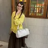 Bolsa de mão casual e simples, nova tendência outono 2026, bolsa de ombro texturizada, bolsa transversal de grande capacidade para viagem e academia