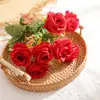 Buquê de Rosas Artificiais de 7 Peças Adereços para Fotografia Decorações de Mesa Parede de Flores Simples Moderna Arranjo para Casamento Hotel Flores