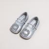 Sapatos Pequenos de Couro Personalizados para Meninas 2024 Novos Sapatos de Ballet Infantis Estilo Francês Bico Quadrado Strass Slip-on Sapatos de Solado Macio