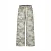 Pantalones de chándal retro americanos con camuflaje y dobladillo curvo para hombre, finos de otoño, hiphop, de longitud completa, pierna ancha, pantalones casuales deportivos