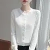 Cardigan de Tricô Gola Redonda Malha Waffle Manga Longa Feminino Outono/Inverno 2026 Novo Solto Versátil