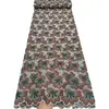 Suministro directo de fábrica de tela bordada con patrón floral y de hojas dispersas con pedrería, tela de algodón nigeriano para vestidos de mujer, Encaje Voile