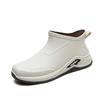 Botas de lluvia cortas para hombre, antideslizantes, impermeables, de moda, con forro polar, cálidas, de goma, para pesca, trabajo, calzado acuático, cubrezapatos.
