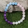 Pulseira de Contas Gradiente de Quatro Cores Youjia Jewelry Pedra Natural Água-Marinha Quartzo Rosa Pulseira de Presente para Meninas de Nicho Atacado