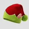 Novo Chapéu de Tricô de Natal Outono/Inverno para Pais e Filhos, Chapéu de Natal com Sino e Pom-pom em Contraste de Cores Vermelho e Verde, Festival Cruzado da Amazon