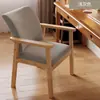 Cadeira de Madeira Maciça com Encosto Estofado Cadeira de Mesa com Braços Cadeira de Computador Cadeira de Lazer para Varanda Cadeira para Xadrez e Cartas Mahjong Cadeira de Negociação