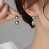 Nuevos pendientes grises estilo francés para mujer, elegantes, retro, con pasador de plata S925, pendientes de perlas de nicho de lujo ligero