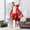 Ropa de Casa Caliente Transfronteriza Verano Pijama de Pareja Pijama de Seda Pijama de Verano para Mujer Manga Corta Shorts Bata de Baño para Hombre