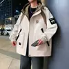 Chaqueta con capucha casual para hombre talla grande Hong Kong estilo cortavientos para exteriores abrigo casual guapo para estudiante adolescente