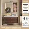 Nuevo mueble de baño de estilo minimalista con lavabo integrado de cerámica, armario espejo multifuncional de almacenamiento y combinación de madera maciza