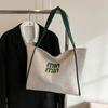 Bolsa Tote Grande de Lona con Letras Estilo Coreano 2024 Nueva Informal para Hombro de Compras Bolso de Moda para Clase