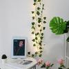 Fio de Luz de Rattan Folha Verde Transfronteiriço Pátio Externo Casamento Fundo Decoração de Hera Simulada Lanterna de Fio de Cobre Solar