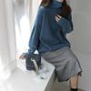 Suéter grueso de cuello alto europeo y americano para mujer, suéter grueso, suéter holgado, estilo perezoso, camisa de base de punto de talla grande